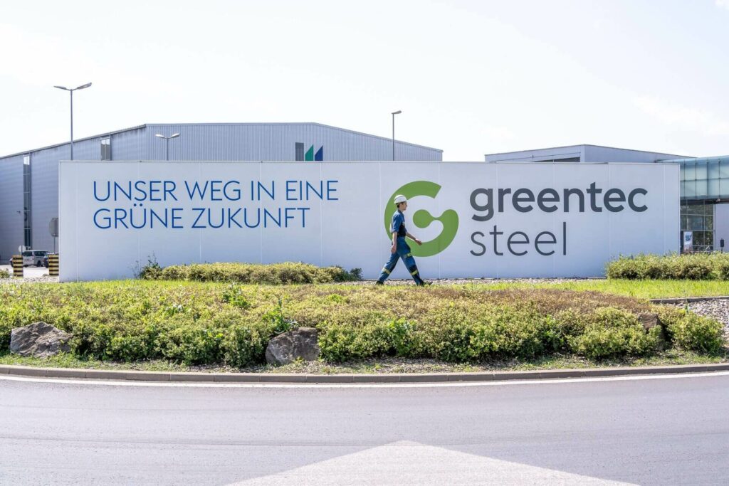 Sign"Our way to a green future", greentec steel