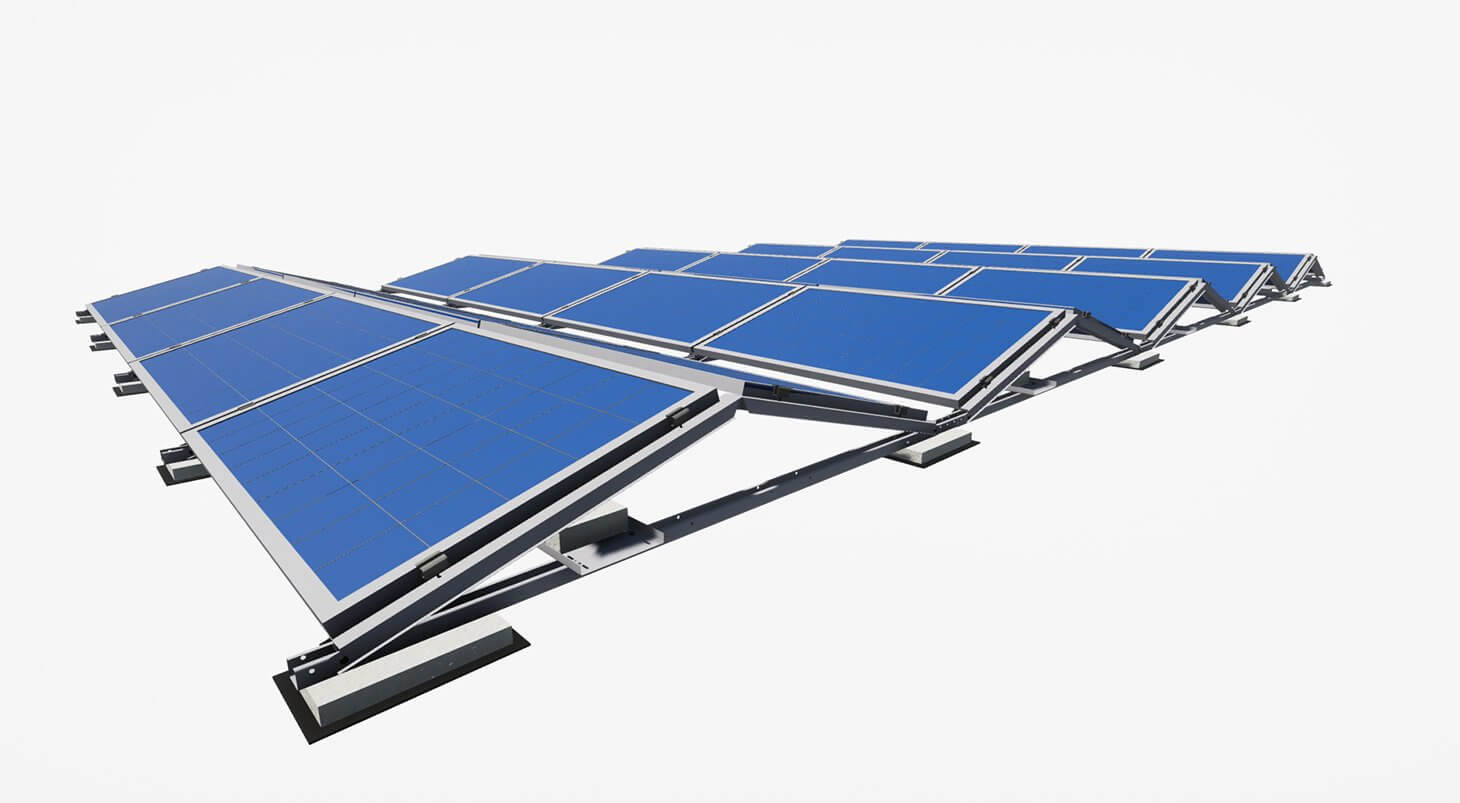 Rendering Photovoltaic modules installed on Flexroof® from voestalpine Sadef