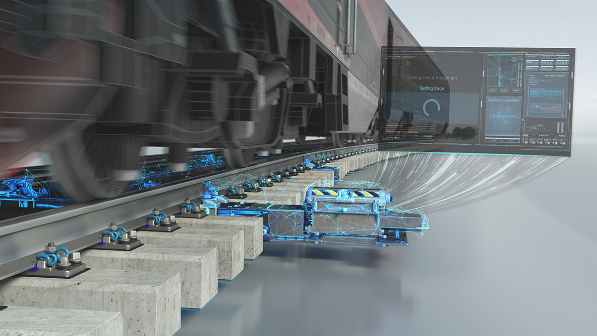 Visualisierung des intelligenten Weichentriebs der voestalpine Railway Systems