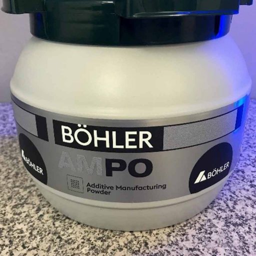 Behälter mit Böhler Additive Manufacturing Powder für den 3d Drucker