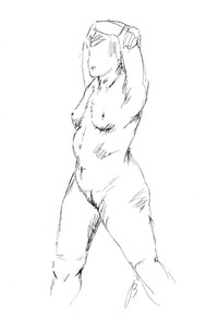 Akt stehend, Tusche-Stift, 2012, 30 x 20cm