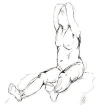 Akt sitzend, Tusche-Stift, 2012, 30 x 20 cm