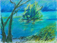 Insel, Kreide, 20 x 30 cm