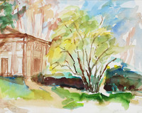 Stiftsgarten Wilhering, Aquarell, 40 x 50 cm