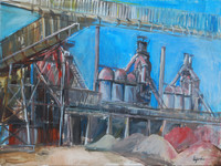 Die alten Hochöfen, Acryl, 50 x 70 cm