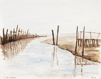 In der Lagune, Aquarell, 40 x 50 cm