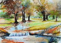 Landschaft, Aquarell, 40 x 50 cm