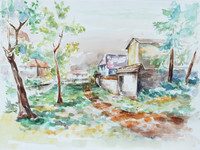 Park, Aquarell, 30 x 40 cm