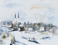 Pöstlingberg, Aquarell, 40 x 50 cm