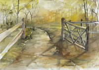 Waldgatter, Aquarell, 40 x 50 cm