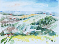 Landschaft, Aquarell, 40 x 50 cm