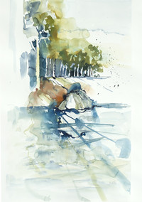 See, Aquarell, 50 x 30 cm