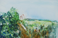 Landschaft, Aquarell, 40 x 50 cm