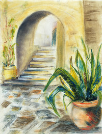 Agave, Pastellkreide, 40 x 30 cm