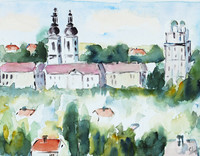Kremsmünster, Aquarell, 40 x 50 cm