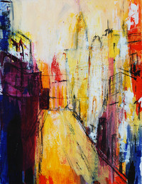 Stadt, Mischtechnik, 50 x 40 cm