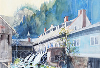 Sensenschmiede, Aquarell, 40 x 50 cm