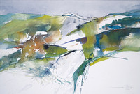 Voralpenland, Aquarell, 40 x 50 cm