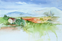 Bauernhaus, Aquarell, 30 x 40 cm