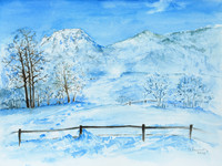 Winter, Aquarell, 30 x 40 cm