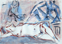 Aktzeichnen, Acryl, 50 x 70 cm