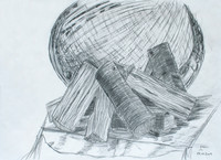 Holzschwinge, Mischtechnik, 40 x 50 cm