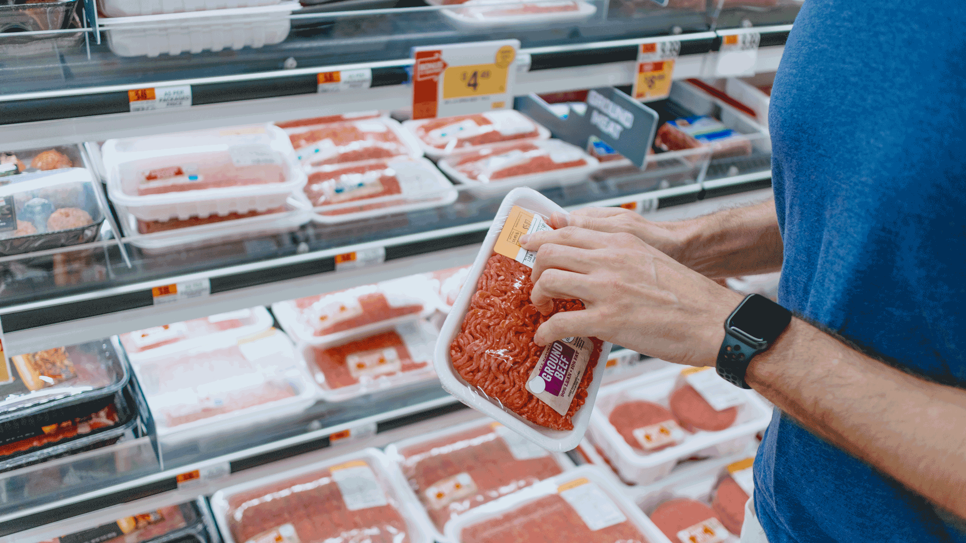Meat in discounter supermarket