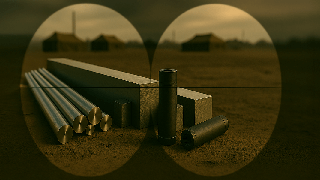 voestalpine bars and rods viewed through binoculars