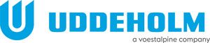 Uddeholm logo in blue with the symbol of a stylized U and the text UDDEHOLM in uppercase and bold; below, in smaller text, voestalpine company.
