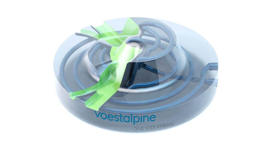 voestalpine HPM additively manufactured tool insert showing conformal cooling