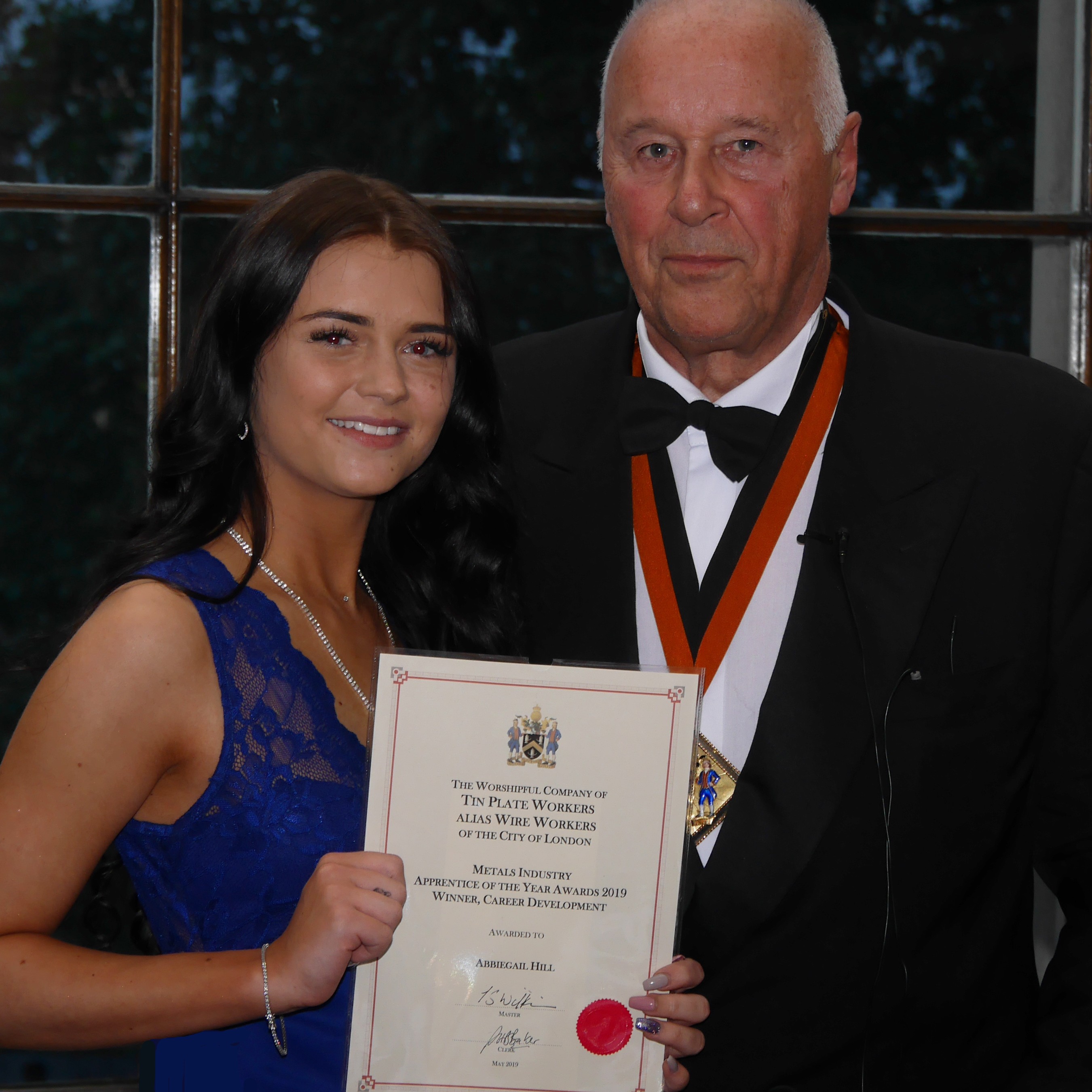Abbiegail Hill collects her apprentice of the year award 2019