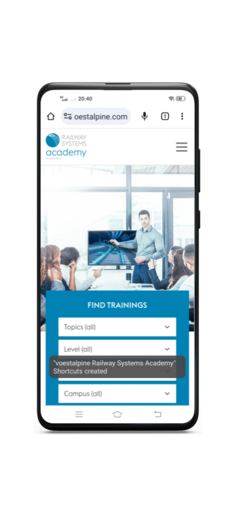 Railway Systems Academy on your home screen - shortcut android step 4