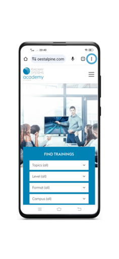 Railway Systems Academy on your home screen - shortcut android step1