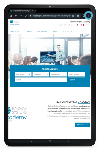 Railway Systems Academy on your home screen - shortcut tablet step1