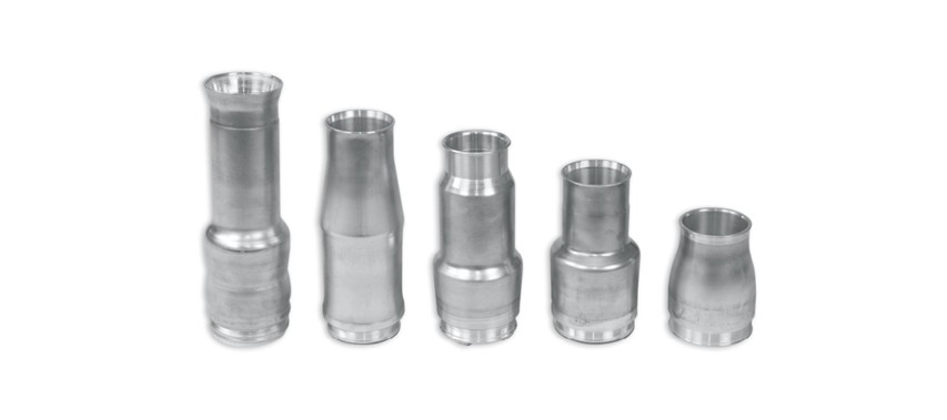 Several rotary pistons of various sizes and shapes lined up side by side