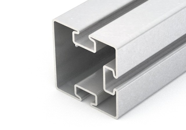 Steel profiles for industrial mounting systems