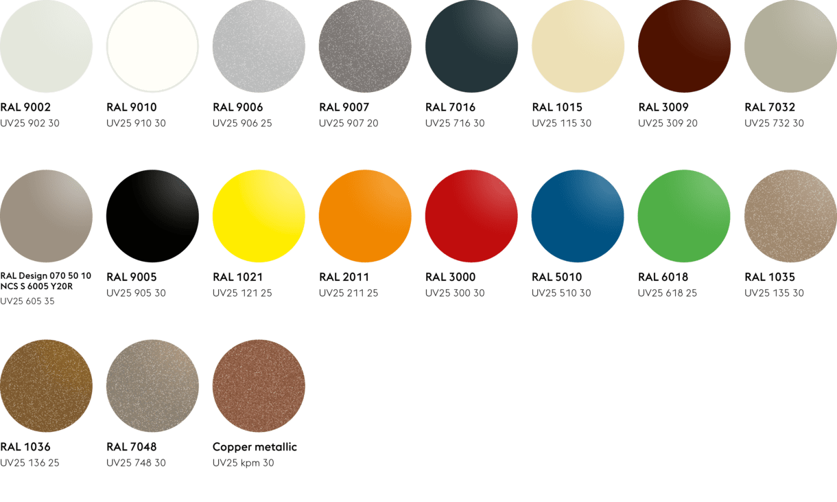 colofer® UV standard colors