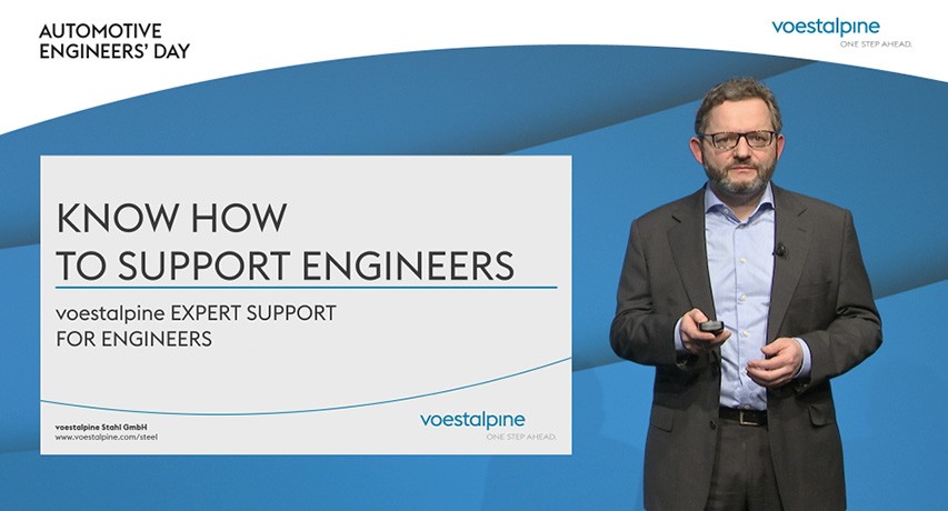 Gernot Trattnig von voestalpine referierte am voestalpine Automotive Engineers’ Day zum Thema „Know howto support engineers”.