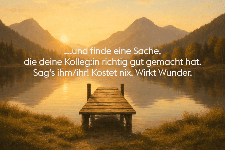 Sonnenaufgang, eine Br&uuml;cke die in einen See m&uuml;ndet