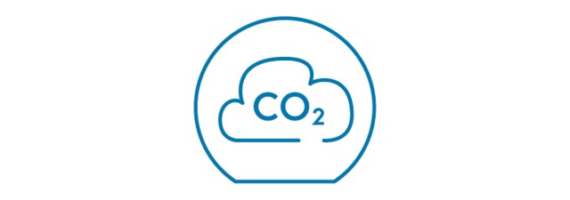 Icon mit CO2-Zeichen in einer Wolke – reduzierter CO2-Footprint 
