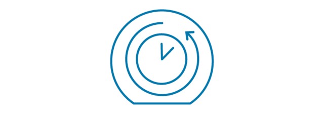 Icon mit Uhr und Pfeil – kurze Taktzeiten 