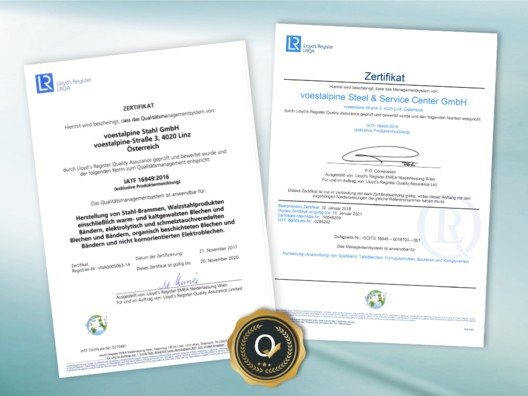 Zertifikat IATF 16949 voestalpine Stahl GmbH